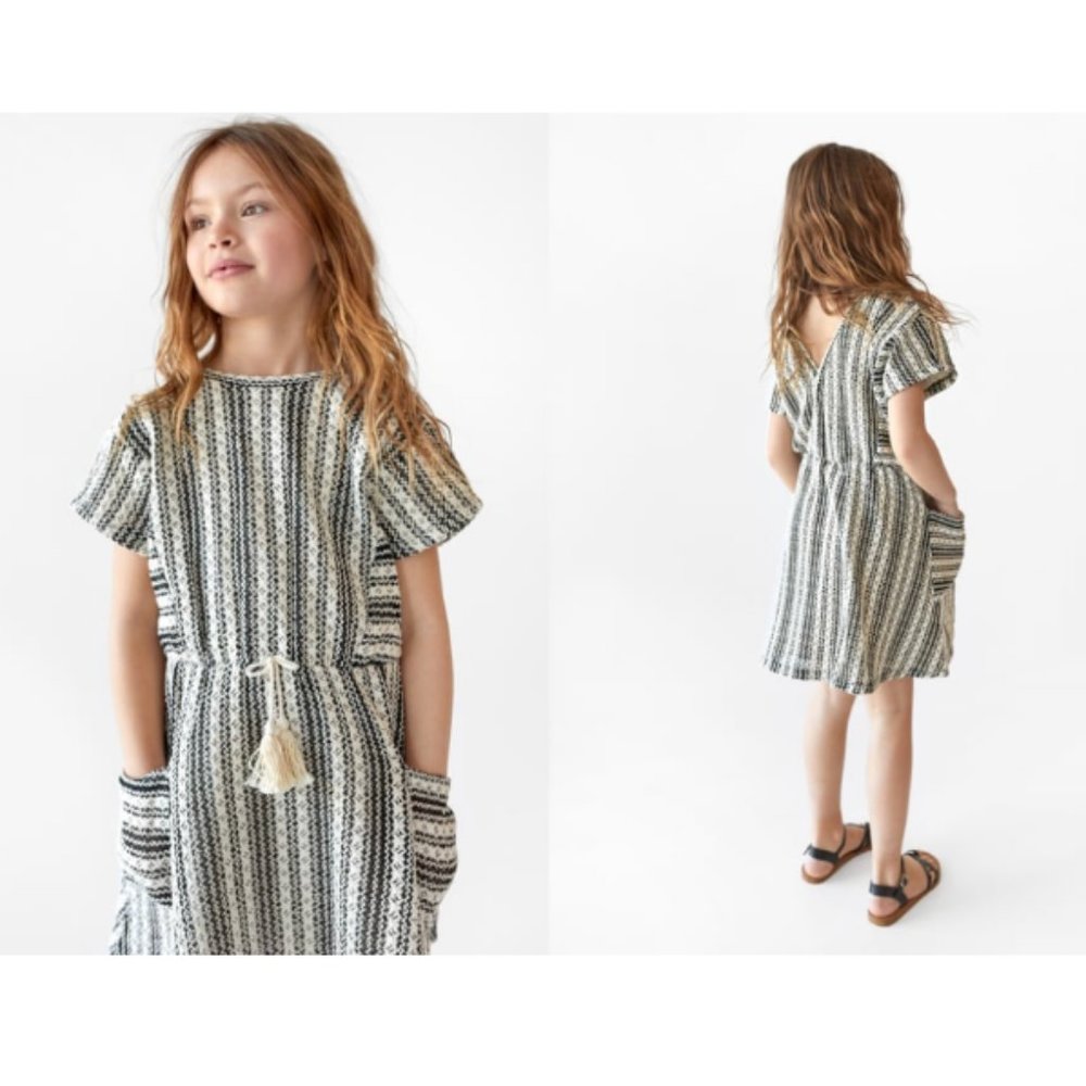 Zara Boho Tassel Dress with Pockets Girls 6